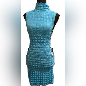 Elegant Blue Textured Dress
Sexy Side Cut Outs dress size M 
Bodycon Mini Dress